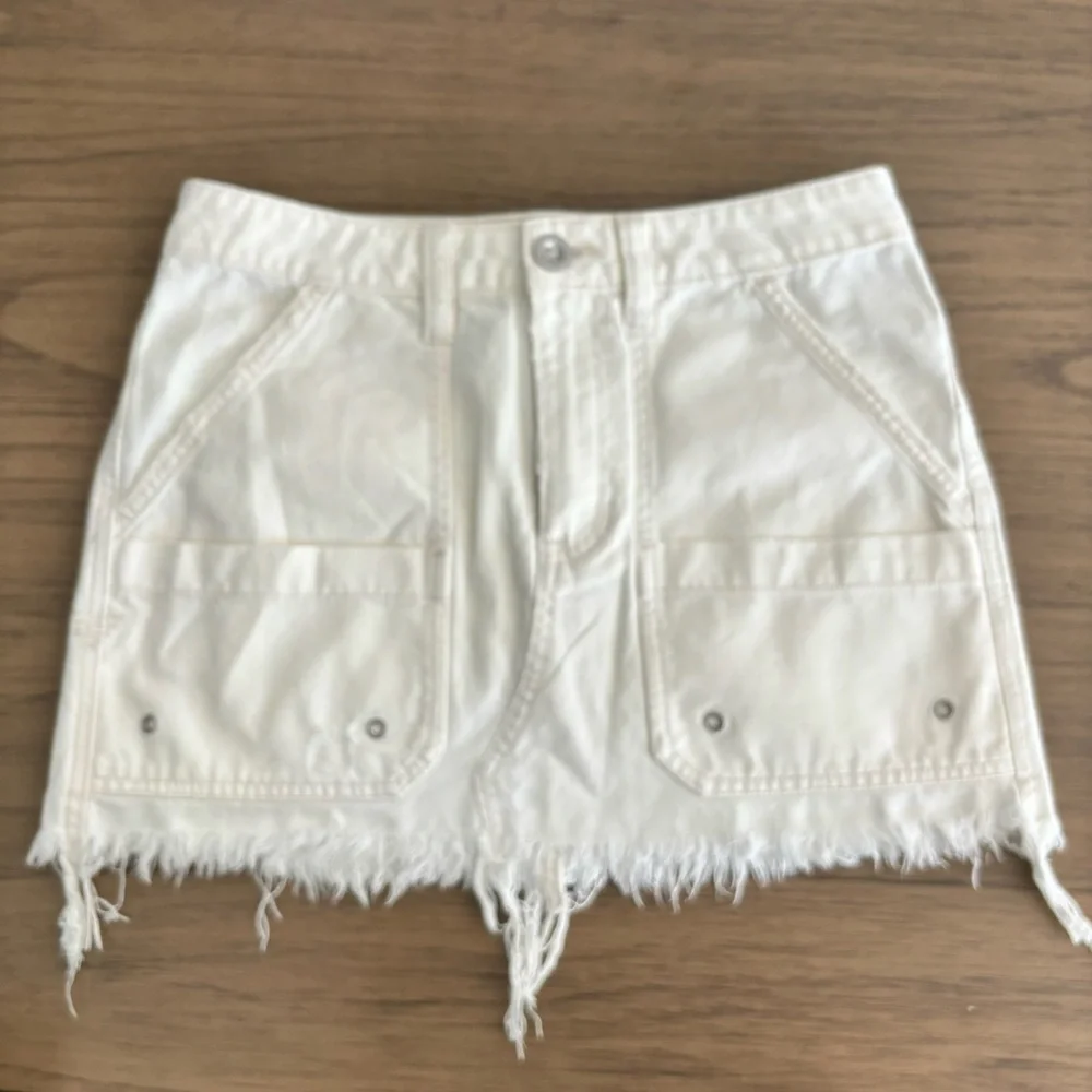 New! Free People Canvas‎ Relaxed Cargo Denim Mini Skirt Size 26 Coastal Cowgirl